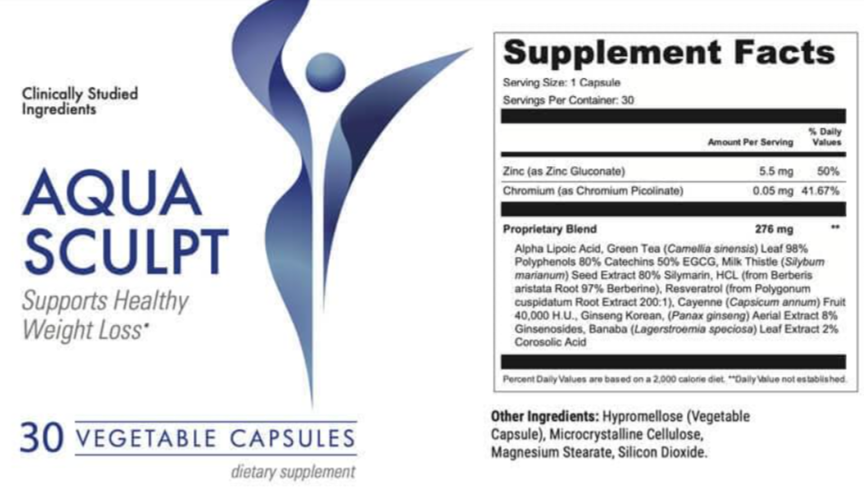 AquaSculpt supplement facts
