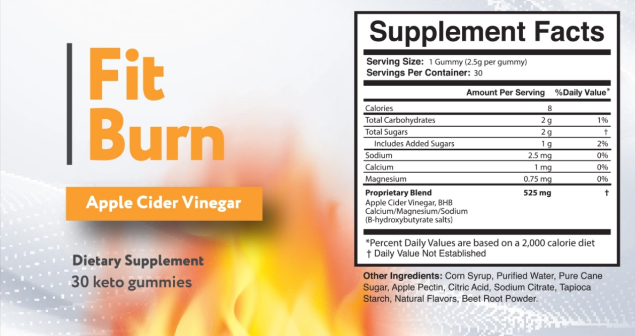 Fit Burn Gummies supplement facts