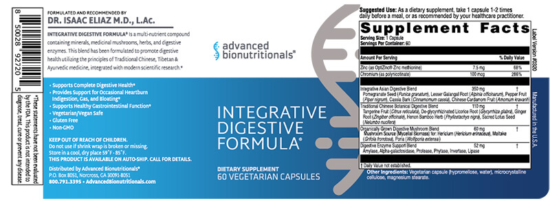 Integrative Digestive Formula upplemens facts