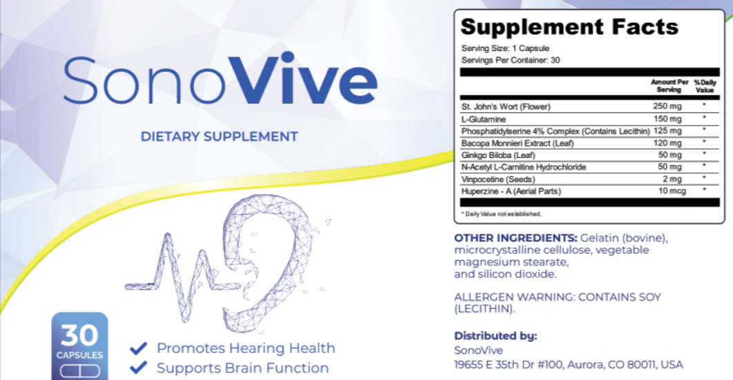 SonoVive supplement facts
