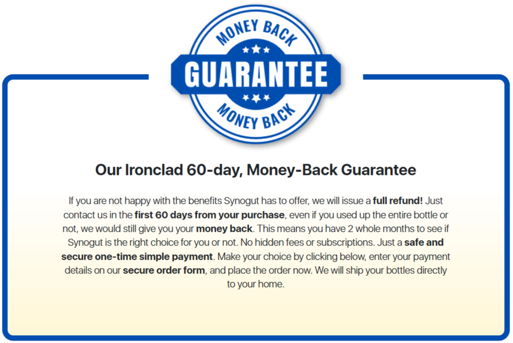 SynoGut money back guarantee