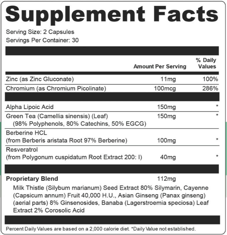 Vertigenics Supplement Fact
